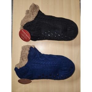 Olive Olivia Fuzzy Sweet Socks 2 Pair-Black & Navy Blue- One Size-NEW